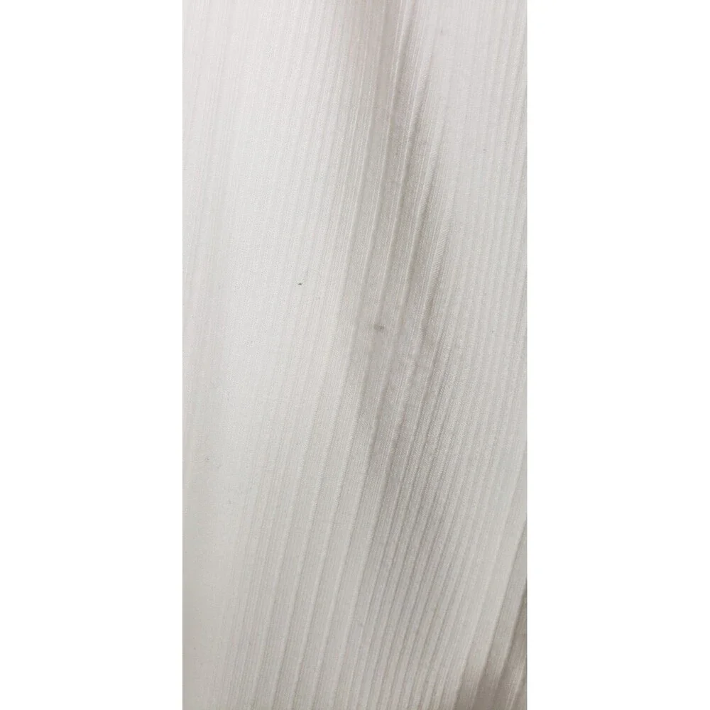 SELF E‎ Bodysuit XL White Ribbed Lace Trim Neckline Long Sleeve Casual Summer